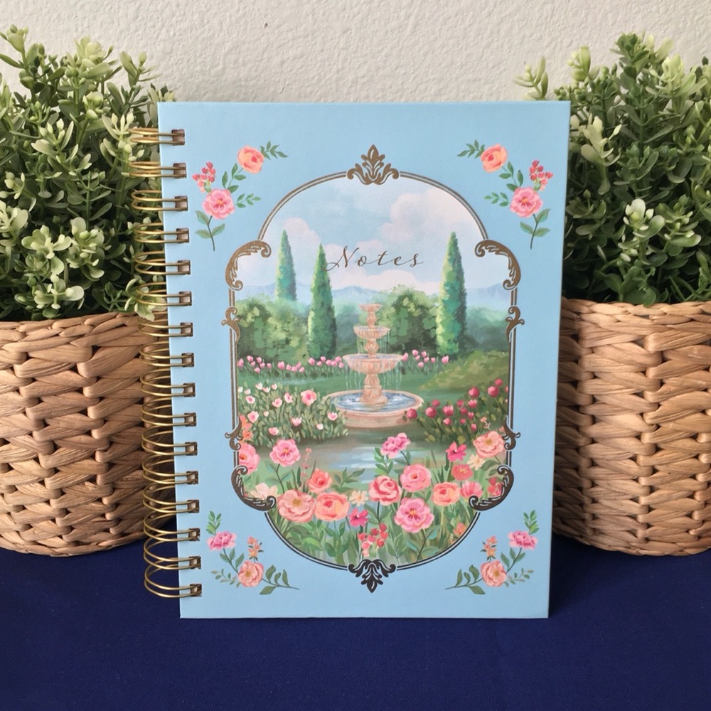 Clementine Spiral Notebook ~ Secret Garden Landscape